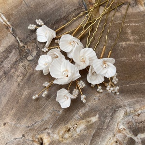 Bridal hair pins, clay flower hair pins, hair pins for wedding