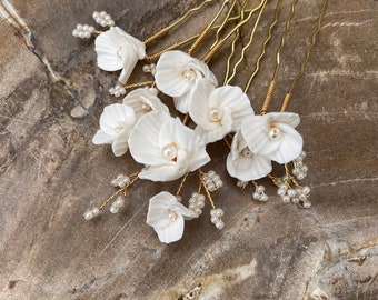 Bridal hair pins, clay flower hair pins, hair pins for wedding