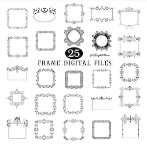 Frame Svg, Vintage Frame Svg, Decorative Frame Clipart, Monogram Frame , Frame Cricut, Wedding Frame, Instant Download, Eps,Svg,Ai,Png