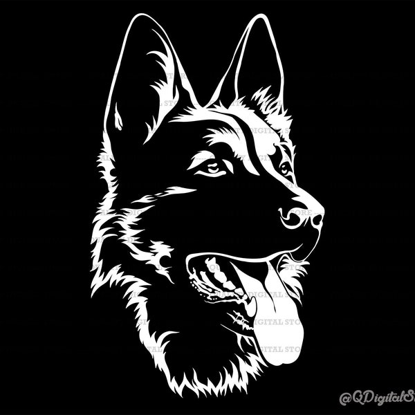 German Shepherd Svg, Happy Dog,Police Dog T-shirt Design, German Dog Digital Download,Cricut File, Clipart File, Png-Eps-Svg-Psd-Ai