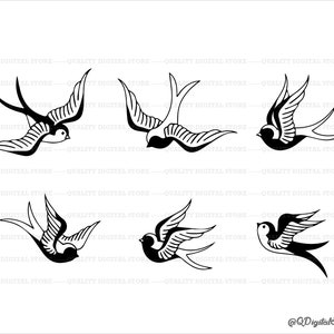 Uccello Svg, Uccelli Silhouttes, Clipart Uccello, 6 Swallows Clipart Bundle , Bird Instant Dowload, Png-Eps-Svg-Jpg-Ai