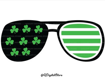 St. Patrick's Day SVG, St Patrick's Glasses Svg, Shamrock Glasses Svg, Lucky Svg, St, Patricks Cut File, Silhouette, Cricut, Dxf, Png,Svg