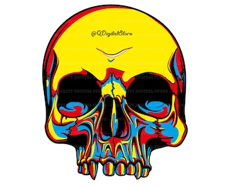 Colorful Skull Svg , T-shirt Print Vector Design, Skull Svg, Clipart, Digital Download, Png-Eps-Svg-Psd-Ai