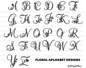 Flower Alphabet Svg,Floral Alphabet Svg,Alphabet Cut File, Vinly, Cricut, Cuttable, Alphabet Vector Design, Instant Download