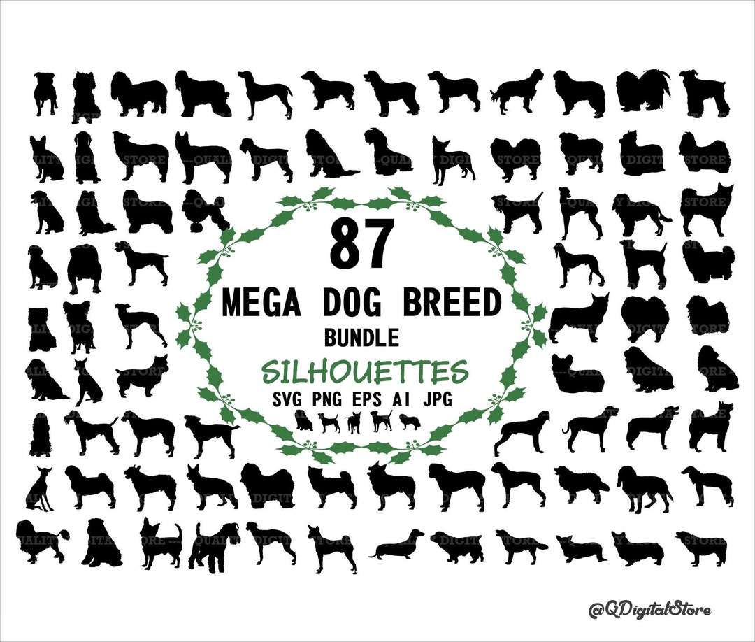 87 Dog Silhouette SVG Bundle , Dog Breed Svg Clipart,dog Breeds Svg Cut ...