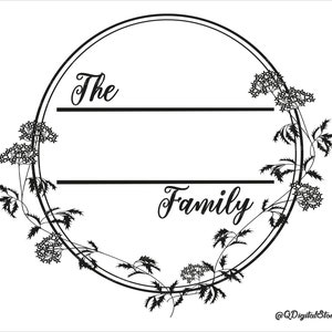 Family Frame Svg File, Family Name Monogram, Family Name Cut File, Floral Family Frame Svg, Family Svg, Cricut Svg, Silhouette, Svg, Png