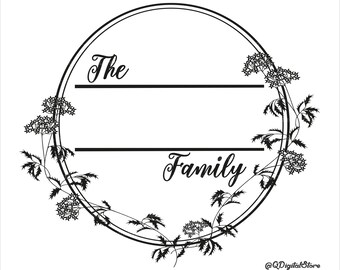 Family Frame Svg File, Family Name Monogram, Family Name Cut File, Floral Family Frame Svg, Family Svg, Cricut Svg, Silhouette, Svg, Png