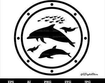Dolphin Svg, Dolphin Cut File, Dolphin Logo Svg, Silhouette, Svg file for Cricut, Clipart, Dxf,Eps,Ai,Jpg,SVG,Png