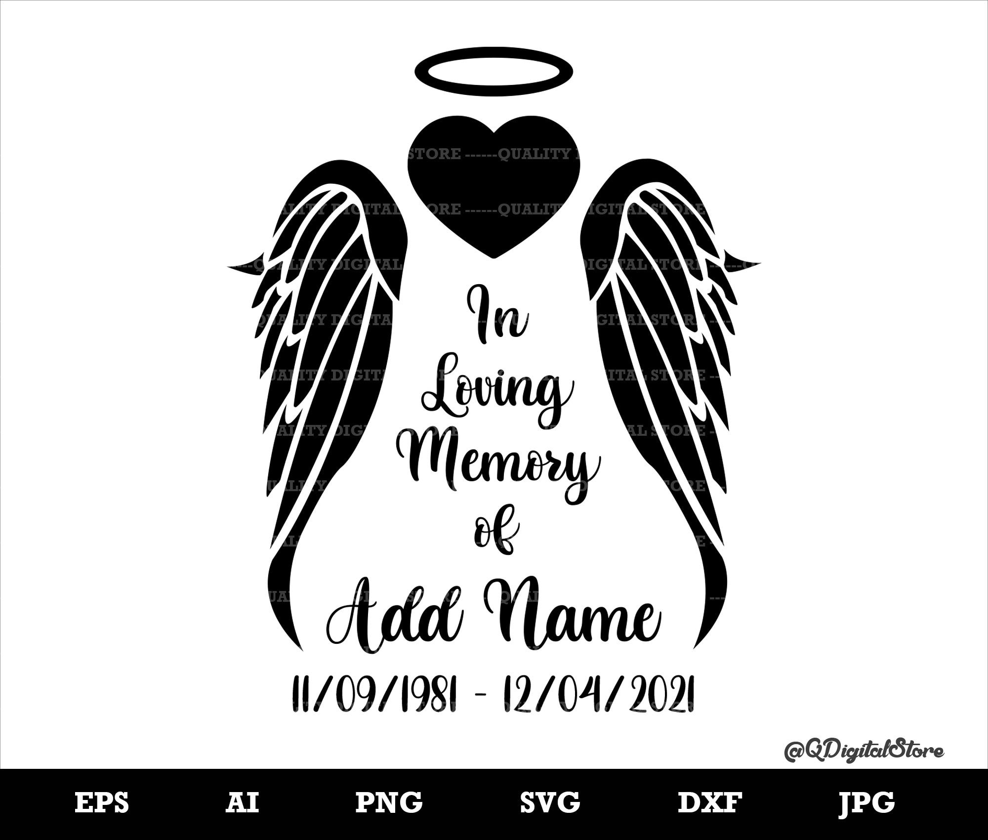 Angel Wings In Loving Memory Memorial Svg File Commer - vrogue.co