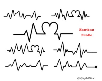 Heartbeat Svg Bundle, Heart Beat Svg, Heartbeat Clipart, Heartbeat Png, Nurse Life Svg, Silhouette File, Instant Download,Png,Jpg,Svg,Ai,Eps