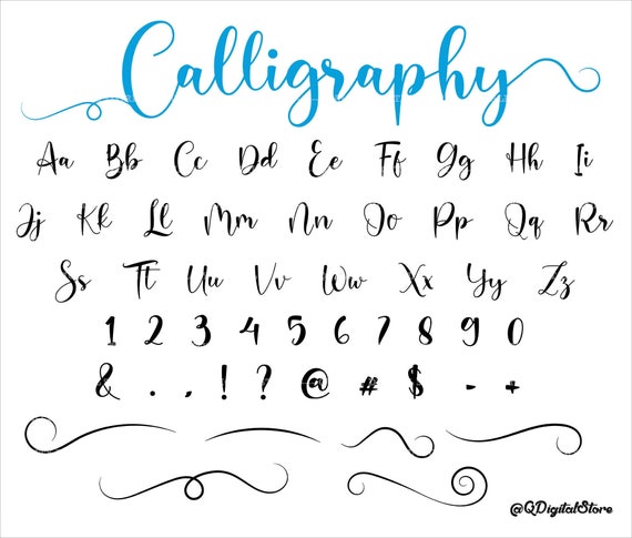 Cursive Svg Wedding Font Calligraphy Cursive Clipart Svg | Etsy