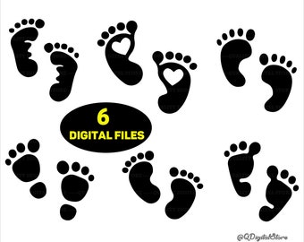 Baby Footprint Svg, Baby Feet Svg,Baby Foot Silhouette, Baby Footprint Cut file,Baby Footprint Bundle, Clipart, Cricut, Instant Download