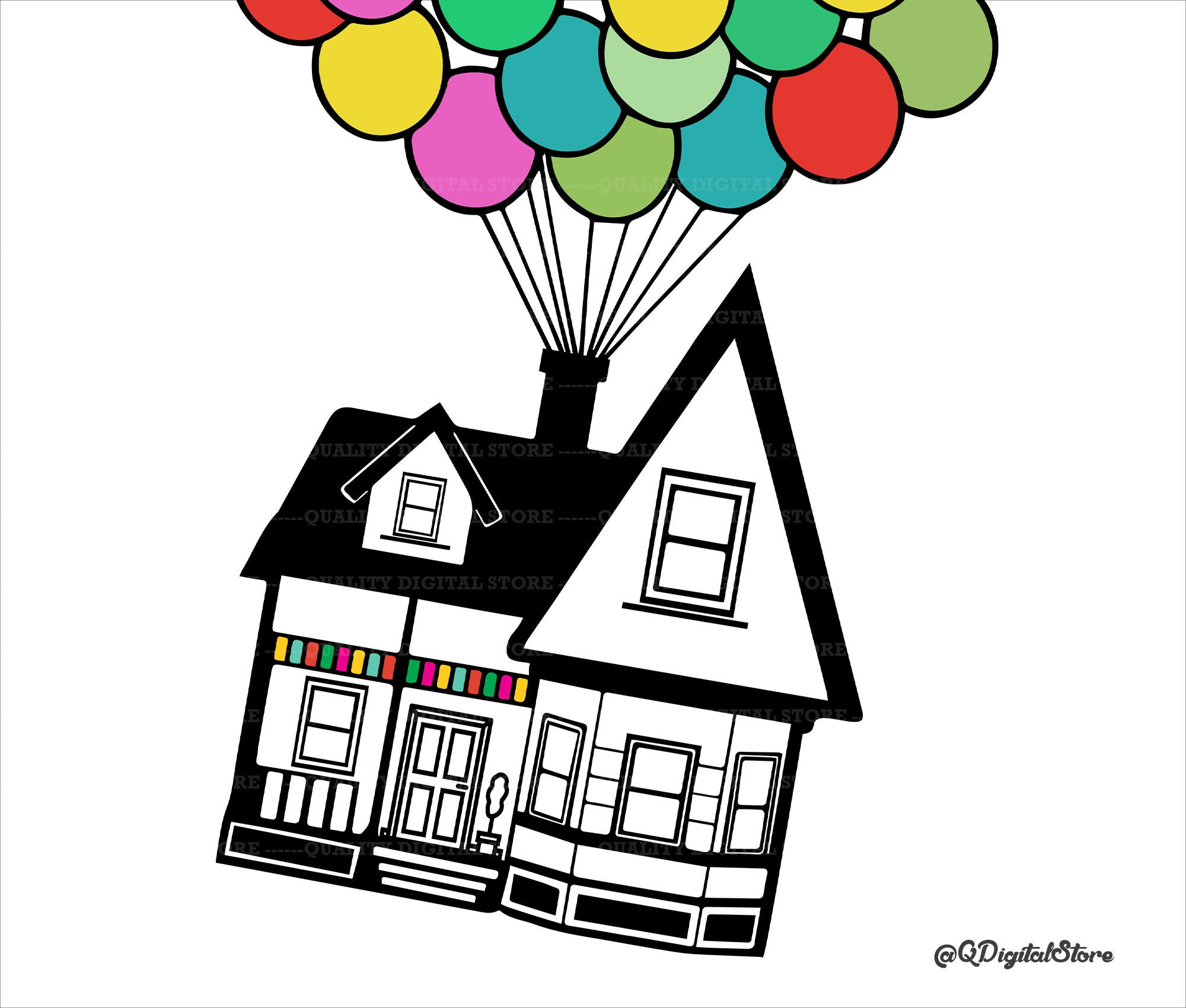 Carl Fredricksen Dug Russell Kevin House Balloons Paradise Falls Disne –  Licensed Studio Art ™