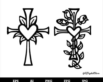 Cross Svg,Floral Cross Svg, Cross Clipart, Christian Svg,Cross Cut File, Cross Silhouette, Faith Svg,Cross Svg for Cricut,Png,Svg,Eps,Ai,Jpg