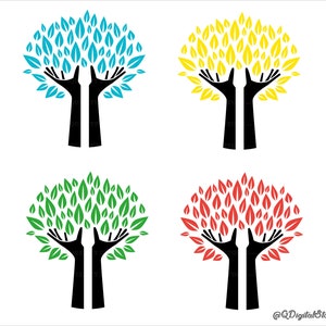 Handen boom Svg, kleurrijke boom Svg, handen met boom Svg, snijden bestand, Cricut, digitale download, Png-Eps-Svg-Ai-Jpg