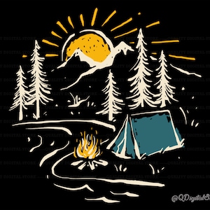 Camping Svg, Sunset Svg, Camping T-shirt Design,Nature, Camping in Forest, Camp Fire, Digital Download,Png-Eps-Svg-Jpg-Ai