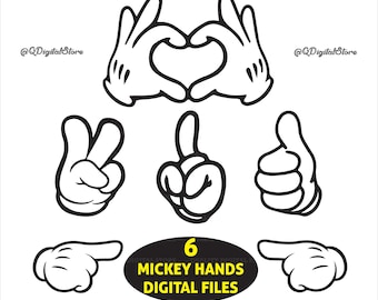 Mickey Hands Svg, Mickey Hand T-shirt Design, Cutting File, Cricut, Hand Sign, Sign Language, Digital Download, Png-Eps-Dxf-Ai-Svg
