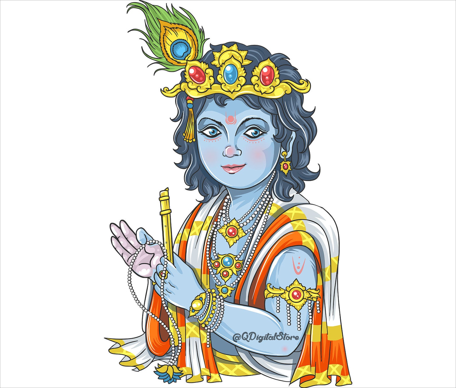 Lord Krishna Print Vector Art Png/eps/svg/psd/ai Digital Etsy