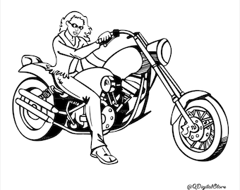 Biker Girl Svg, Biker Girl Png, Girl Rider Clipart, Motorcycle Svg, Cricut, Clipart, Instant Download, Png,Eps,Ai,Jpg,Svg