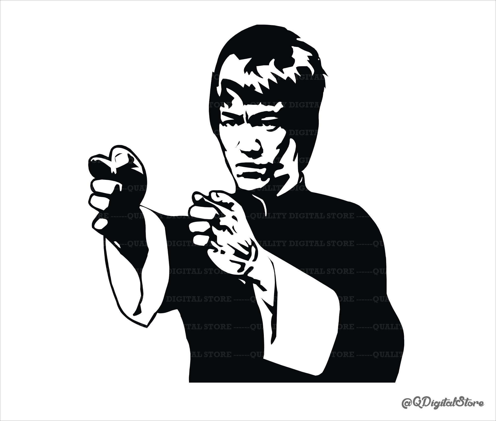 Bruce Lee Digital Art Print Art Vector Clipart File Bruce Etsy Australia