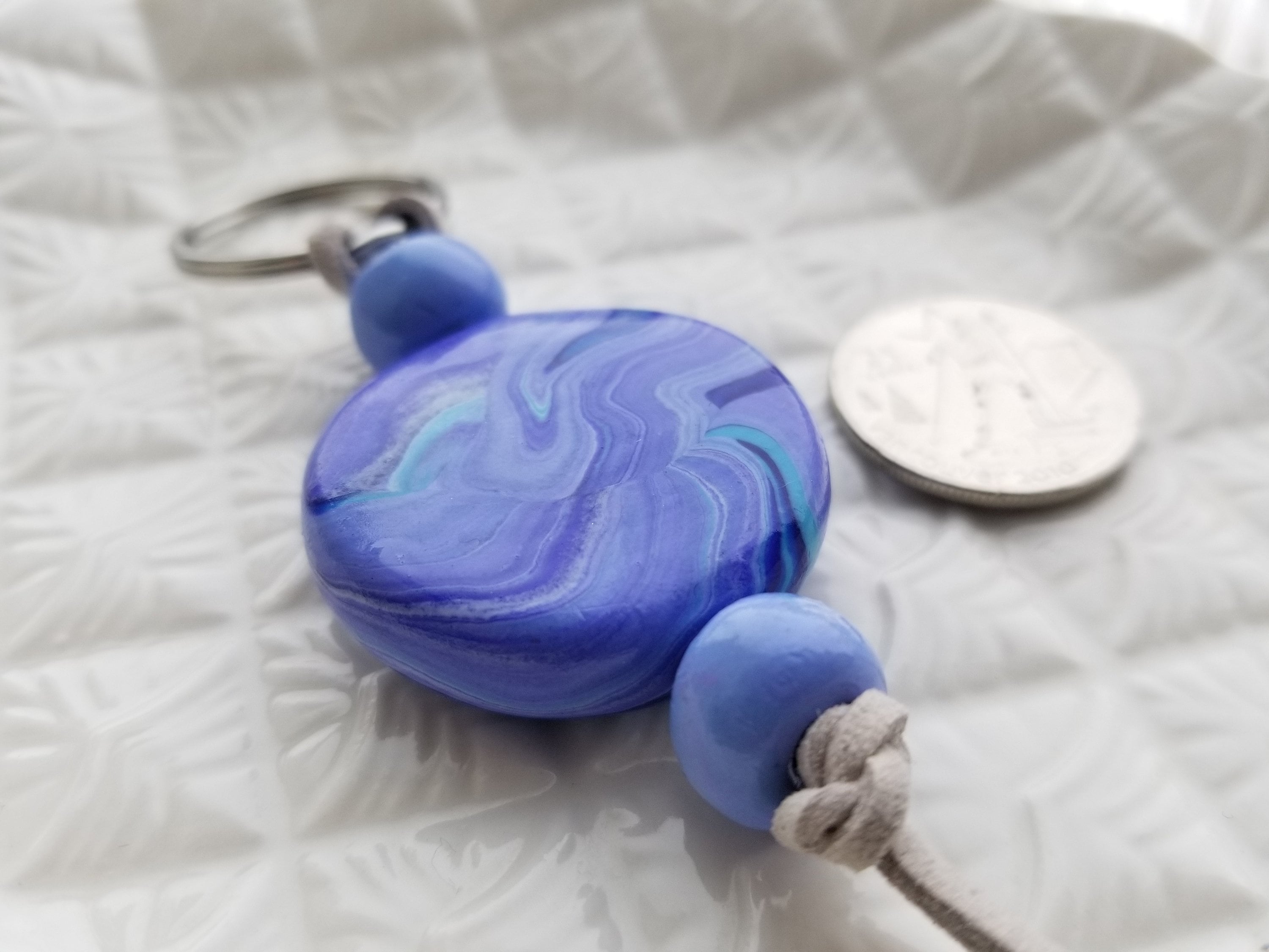 Polymer Clay Keychain Beaded Keychain Swirls Marbled Etsy