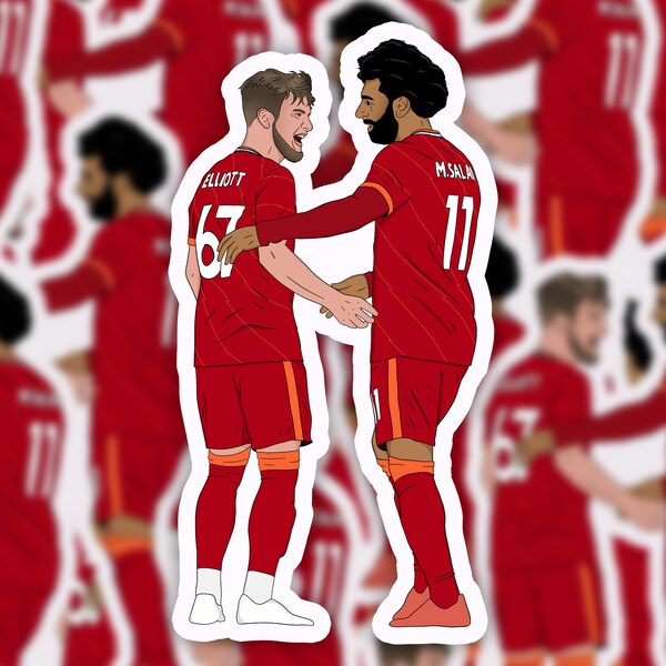Mohamed Salah & Harvey Elliott Sticker | Mo Salah Harvey Elliott LFC Sticker | Liverpool FC Vinyl Sticker