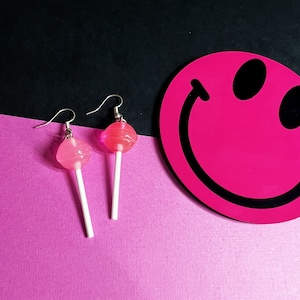 Pink Lollipop Dangle Earrings | Lolly Hypoallergenic Sweets Earrings | Candy Jewellery Gift | Jewelry Accessories | Birthday Christmas Gifts