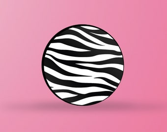 Zebra Print Phone Holder | Adhesive Black and White Phone Stand | Animal Self Stick Mobile Cell Hinged Folded Grip