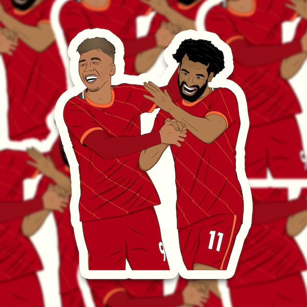 Mohamed Salah &Roberto Firmino Sticker | Mo Salah Bobby Firmino Vinyl Sticker | Liverpool FC | LFC