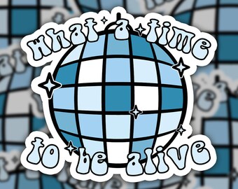 Fall Out Boy Disco Ball Sticker | What A Time To Be Alive Vinyl Sticker | So Much (For) Stardust FOB | Music Song Lyrics | Blue Sticker