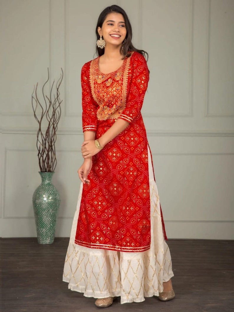Red Kurti With Designer Skirt Women And Girls Wear Dresses Etsy buy-white-murshidabad-handloom-cotton-kurta-by-jaypore-women-kurtas