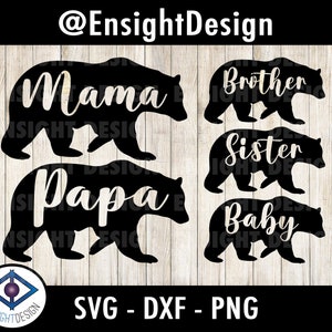 Mama Bear svg, Bear Family svg, Bear Shirt, Mama Baby Shirt,  Papa Bear, Bear Family TShirts