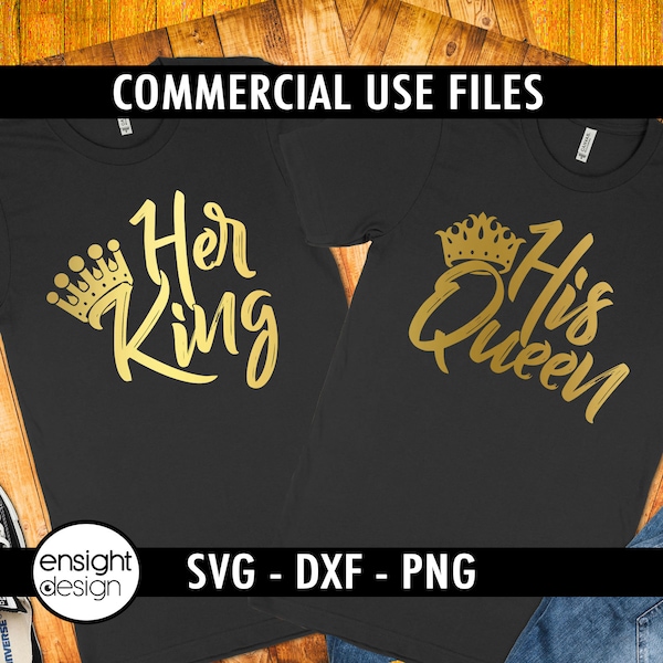 Her King His Queen svg | Marriage svg, Husband and Wife svg, Couples Shirt Design, Love svg/dxf/png/pdf/sublimation/instant download