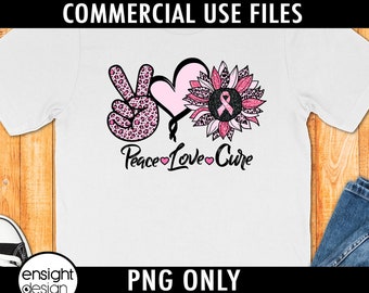 Peace Love Cure | Breast Cancer Awareness | Breast Cancer png | Survivor png | Breast Cancer Shirt | sublimation png | clipart/png