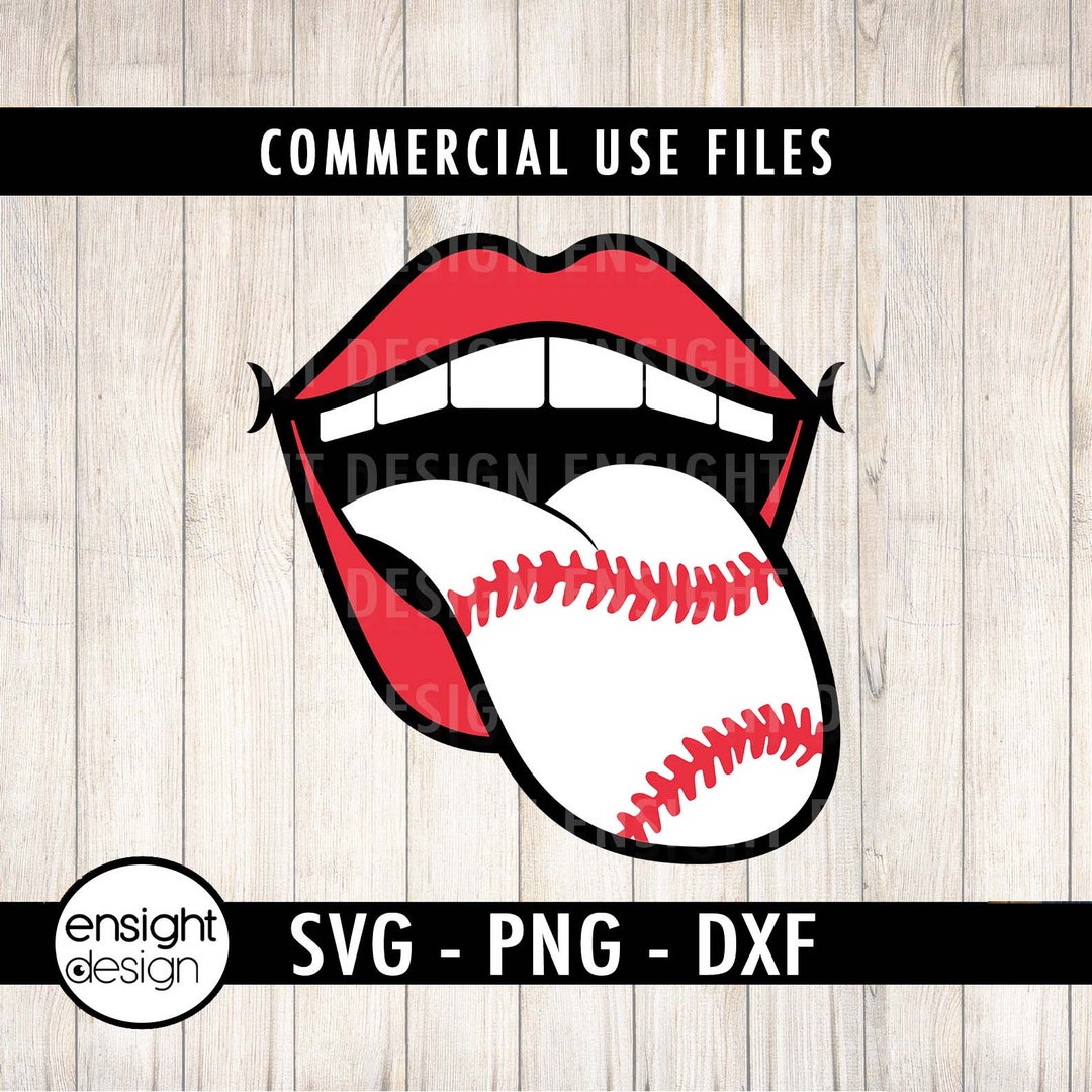 Baseball Tongue Lips Svg Baseball Svg Mouth Svg Etsy