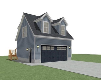 22x24 Detached Garage With Studio Apartment - PDF Plan -  Model DG-01