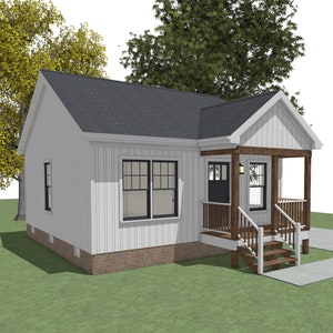 22x24 Guest House Plan -Tiny small House Plan - In Law Apartment - ADU - Affordable Architectural Plans Blueprint Digital PDF Plan