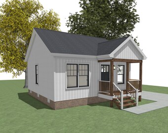 22x24 Guest House Plan -Tiny small House Plan - In Law Apartment - ADU - Affordable Architectural Plans Blueprint Digital PDF Plan