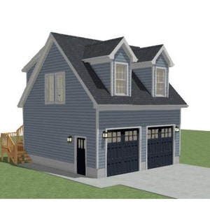 22x24 Detached 2 car Garage Loft Apartment ADU - Architectural Plans Blueprint Digital PDF Plan