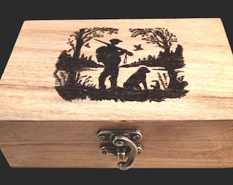 Handmade Wood-Burned Keepsake, Memory, Storage Box (6" x 4" x 2")