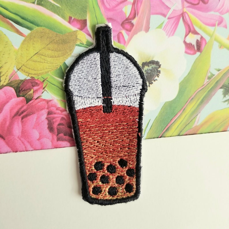 Milk Tea Drink Patch Cute Boba Tea Iron-on Embroidered Patches