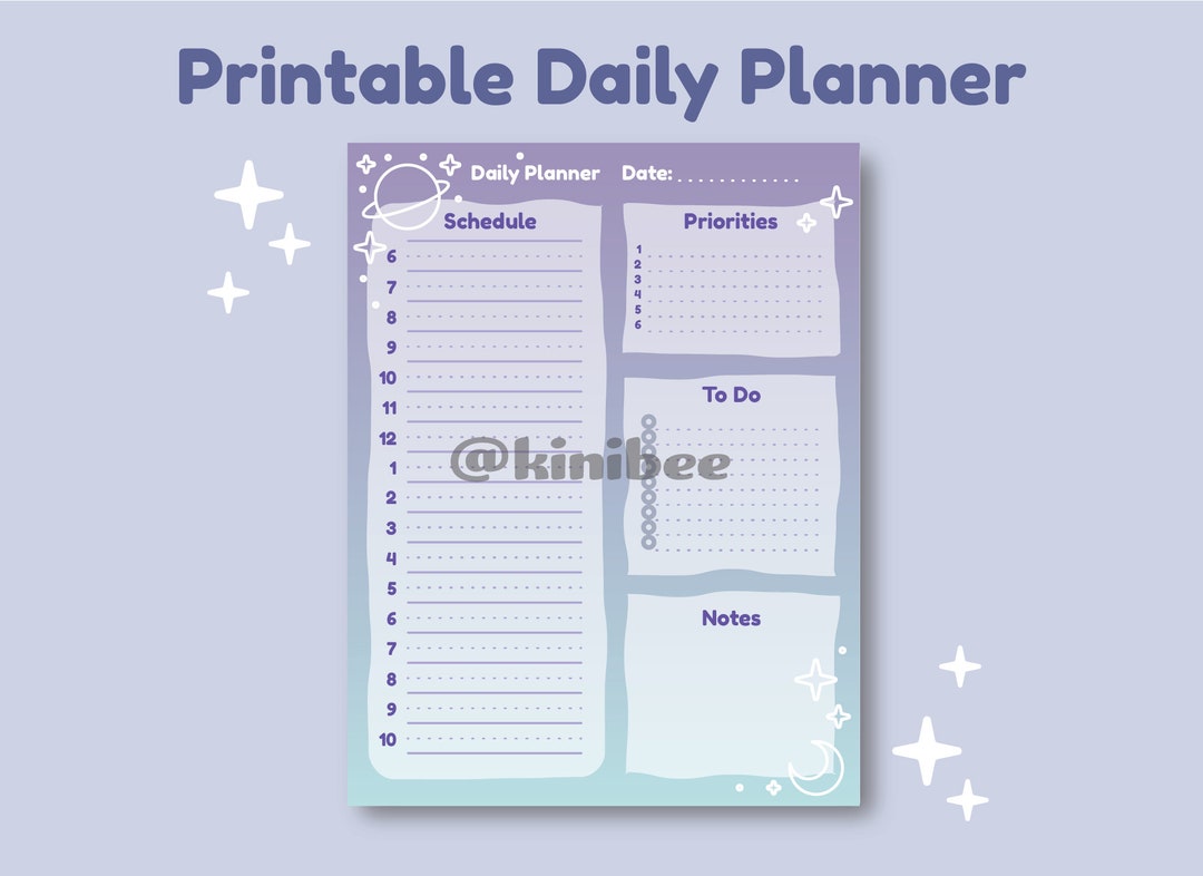 Pastel Space Printable Daily Planner | Daily Schedule | To-do List ...