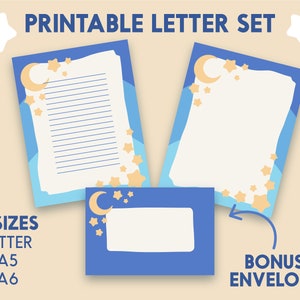 Space Aesthetic Stationery Letter Set A5 A6 Letter / Writing set / Printable Envelope / Printables / Starry Letter / Lined / Unlined
