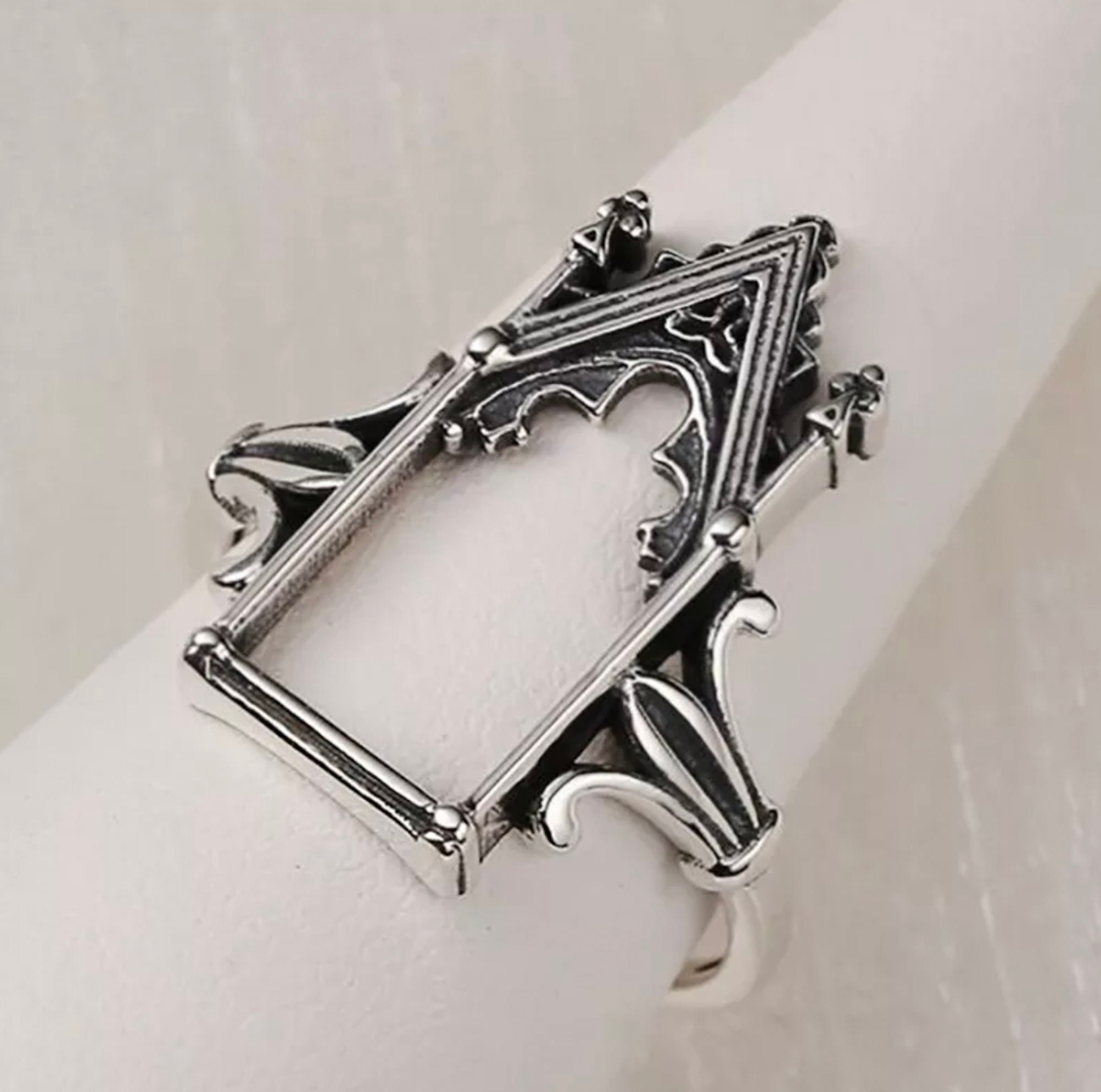 Sterling Silver Gothic Ring, Vintage Ring, Medieval Jewelry, Cathedral  Ring, Uniquely Designed Wedding Ring, Holiday Gift, Christmas Gift 