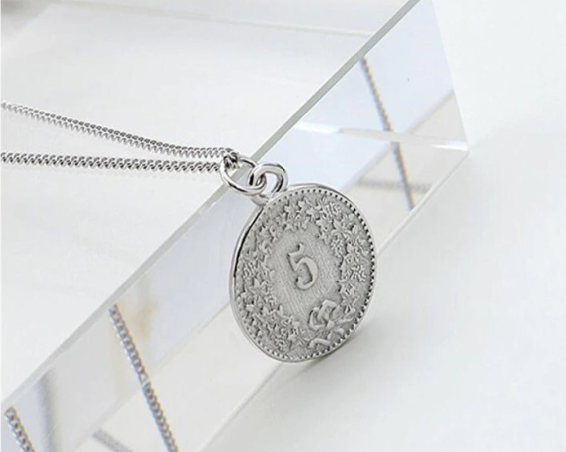 Collier de pièce de monnaie de modèle vintage en argent Etsy