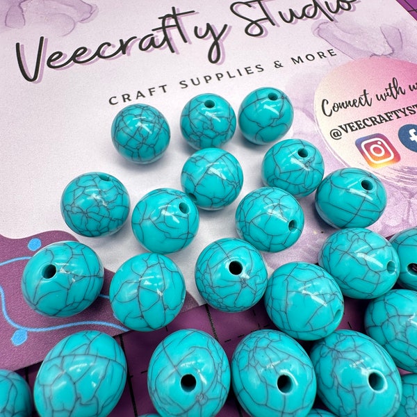 20mm Beads/Faux Turquoise Beads/Turquoise Bubblegum Beads/16mm Turquoise Beads