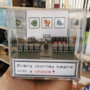 Cubo diorama 3D de Pokémon Rojo/Azul