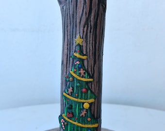 Puerta del árbol navideño inspirada en Pesadilla antes de Navidad | Modelo impreso en 3D y pintado a mano | Decoración única