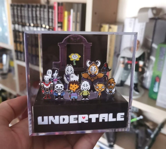 Undertale Frisk Sans Battle Handmade Diorama - Retro Gaming Cube