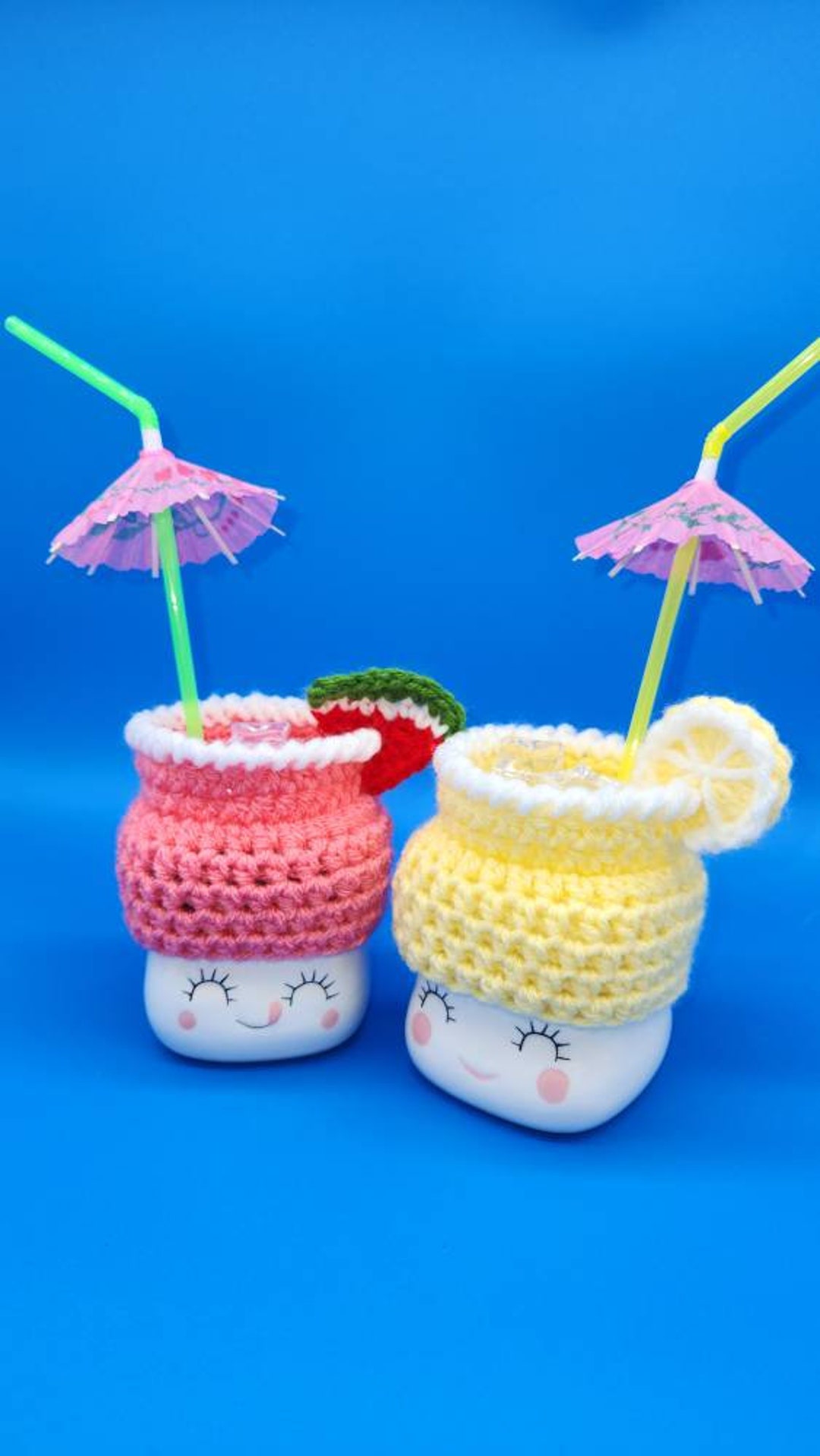 Marshmallow Mug Hat Lemon and Watermelon Drinks Hats With Ice Etsy